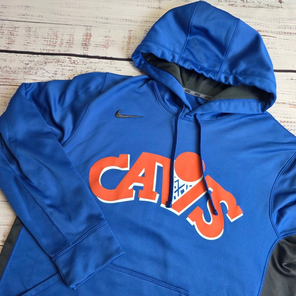 Nike Mens Cleveland Cavaliers Therma-FIT Hoodie Blue Orange 621940-466 Medium